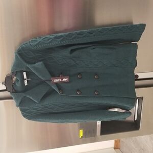 💕MR TURK by TRINA TURK💕 Cable Knit Double Breasted Cardigan Merino Wool XS NWT